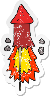 Bir insan tarafından çizilmiş karikatür havai fişeğinin sıkıntılı çıkartması.