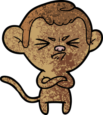 Bir insan tarafından çizilmiş sinir bozucu bir maymun.