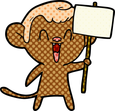 Bir insan tarafından çizilmiş gülen maymun çizgi filmi