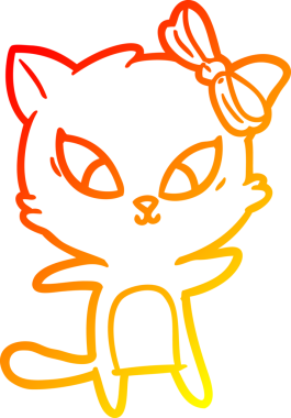 Bir insan tarafından çizilmiş çizgi film kedisinin sıcak çizgi çizimi