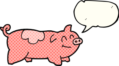 El yazısıyla çizilmiş çizgi roman konuşma balonu bir insan tarafından çizilmiş domuz.