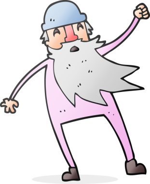 Bir insan tarafından çizilmiş termal iç çamaşırlı yaşlı bir adam.