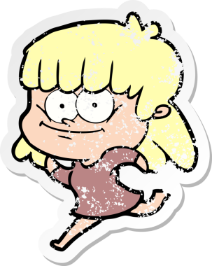 Bir insan tarafından çizilmiş gülümseyen bir karikatür çıkartması.