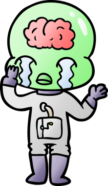 Bir insan tarafından çizilmiş koca beyinli bir uzaylı ağlaması.