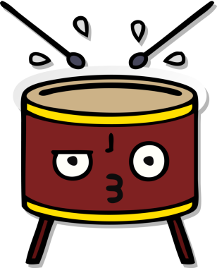 Bir insan tarafından çizilmiş şirin bir davulun sıkıntılı çıkartması.