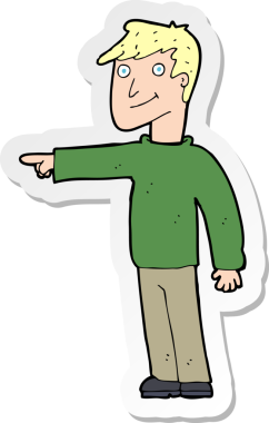 Bir insan tarafından çizilmiş bir karikatür adamın çıkartması.