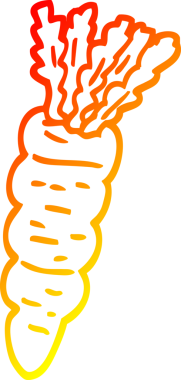 Bir insan tarafından çizilmiş bir havucun sıcak çizgi çizimi