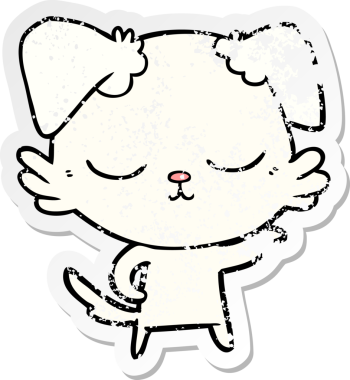 Bir insan tarafından çizilmiş şirin bir köpeğin sıkıntılı çıkartması.