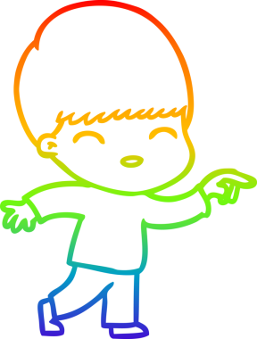 gökkuşağı gradyanı çizimi bir insan tarafından çizilmiş mutlu bir çizgi film çocuğu