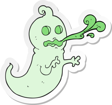 Bir insan tarafından çizilmiş yapışkan bir hayaletin çıkartması.