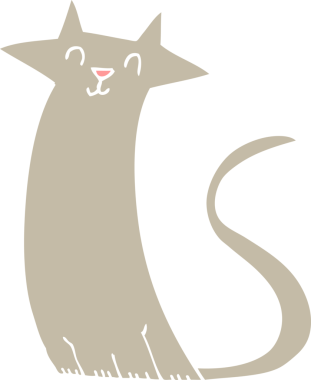 Bir insan tarafından çizilmiş kedinin düz renk çizimi