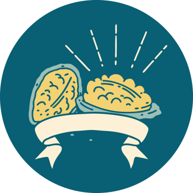 Bir insan tarafından çizilmiş dövmeli ceviz ikonu