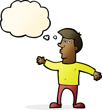 Bir insan tarafından çizilmiş düşünce balonlu endişeli bir adam.