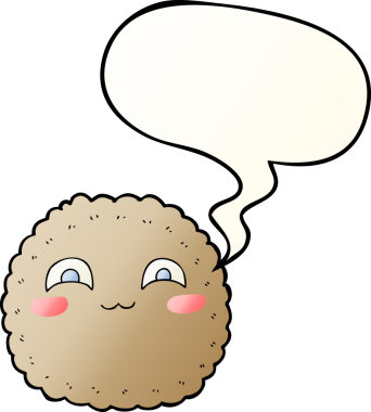 bir insan tarafından çizilmiş düzgün eğimli konuşma baloncuklu çizgi film bisküvisi