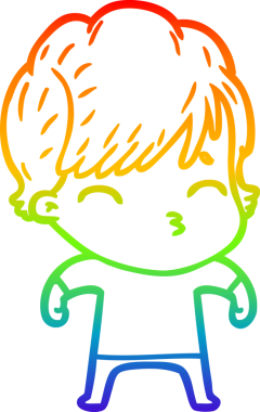 Gökkuşağı gradyan çizgi çizimi Bir insan tarafından çizilmiş bir çizgi kadın