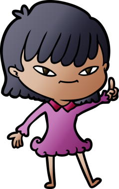 Bir insan tarafından çizilmiş bir fikri olan karikatür kadın.