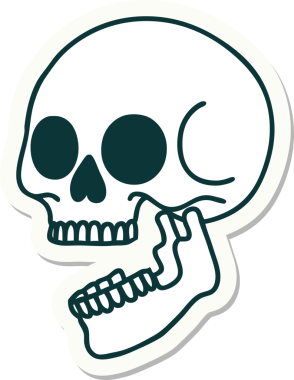 Bir insan tarafından çizilmiş bir kafatasının geleneksel stiliyle dövme çıkartması.