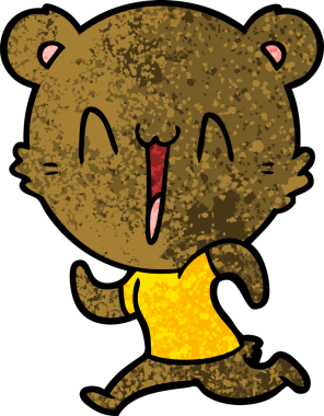 Koşan ayı karikatürü bir insan tarafından çizildi