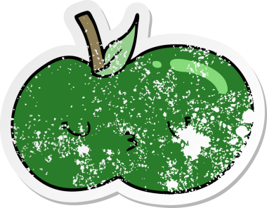 Bir insan tarafından çizilmiş şirin bir elmanın sıkıntılı çıkartması.