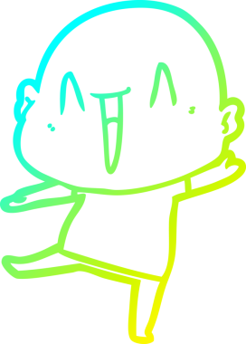 Bir insan tarafından çizilmiş, mutlu, kel bir adamın çizdiği soğuk çizgi.