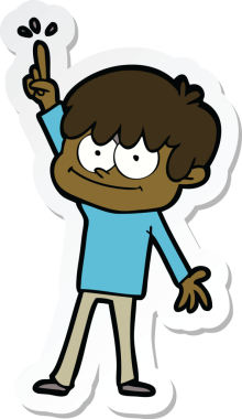 Bir insan tarafından çizilmiş mutlu bir çizgi film karakterinin çıkartması.