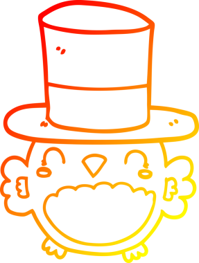 Bir insan tarafından çizilmiş silindir şapkalı bir baykuş çizimi.