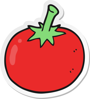 Bir insan tarafından çizilmiş bir domates etiketi.