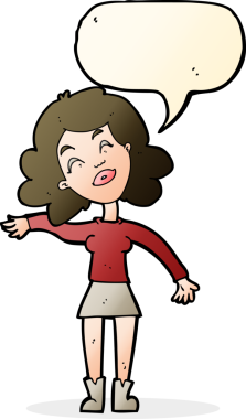 Çizgi filmdeki kadın sadece bir insan tarafından çizilmiş konuşma balonuyla şaka yapıyor.