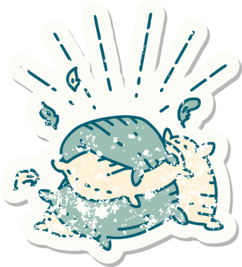 Bir insan tarafından çizilmiş eski bir dövme stili yastık yığını.