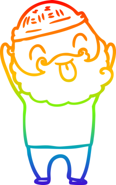 Gökkuşağı gradyan çizgisi sakallı bir adamın bir insan tarafından çizilmiş dili.