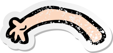 Bir insan tarafından çizilmiş bir karikatür kolunun gerilmiş çıkartması.