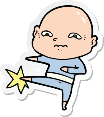 Bir insan tarafından çizilmiş gergin bir adamın çıkartması.