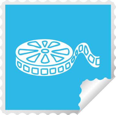 Bir insan tarafından çizilmiş bir film makarasının kare soyma etiketi.