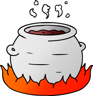 Bir insan tarafından çizilmiş bir tencere güvecin gradyan karikatürü.