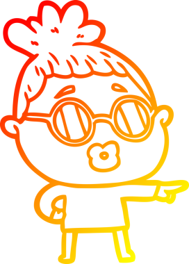 Bir insan tarafından çizilmiş gözlüklü bir karikatür kadın çizimi.