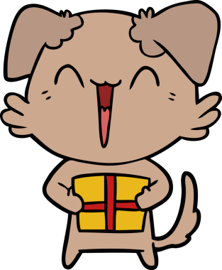 Bir insan tarafından çizilmiş mutlu küçük bir çizgi film köpeği.