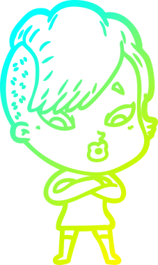 Bir karikatür çizimi, bir insan tarafından çizilmiş bir kızı şaşırttı.