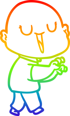 gökkuşağı gradyan çizimi mutlu bir çizgi kel adamın çizimi bir insan tarafından çizildi