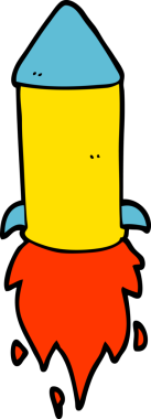 bir insan tarafından çizilmiş çizgi film roketi