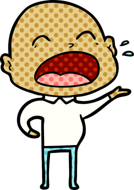 Bir insan tarafından çizilmiş kel adam diye bağıran çizgi film.