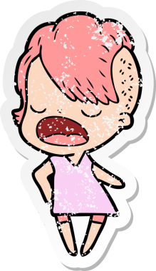 Bir insan tarafından çizilmiş havalı bir hippi kızın karikatür çıkartması.