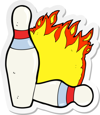 Çizgi film çıkartması. Bir insan tarafından çizilmiş 10 toplu bovling tabelası.