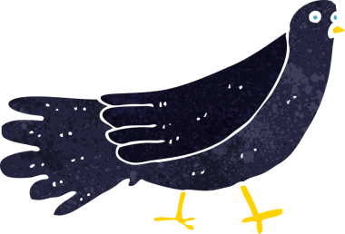 Bir insan tarafından çizilmiş çizgi film kuşu.