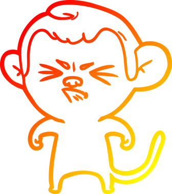 Bir insan tarafından çizilmiş kızgın bir maymunun sıcak çizgi çizimi