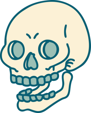 Bir insan tarafından çizilmiş bir kafatasının ikonik dövme şekli