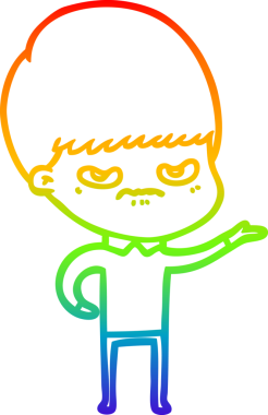 Bir insan tarafından çizilmiş kızgın bir çocuğun çizdiği gökkuşağı gradyanı çizimi