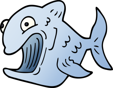 Bir insan tarafından çizilmiş komik karikatür balığı.