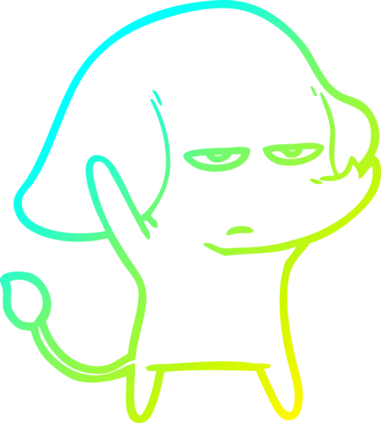 Bir insan tarafından çizilmiş soğuk bir çizgi film filinin çizimi.