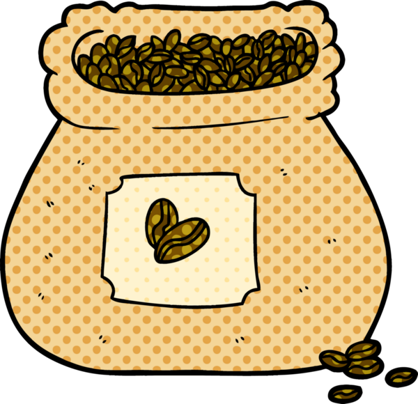 Bir insan tarafından çizilmiş kahve torbası.