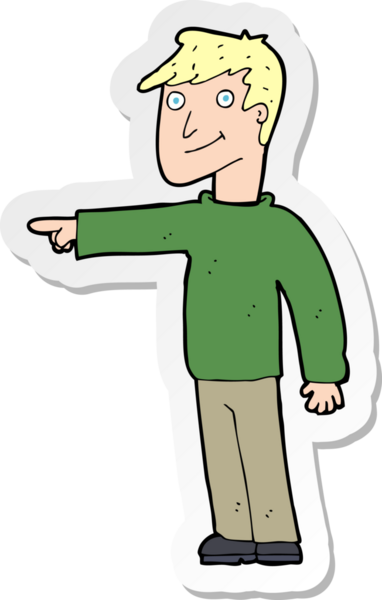 Bir insan tarafından çizilmiş bir karikatür adamın çıkartması.